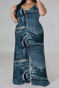 THE "PRESSURE" WIDE LEG DENIM ILLUSION JUMPSUIT