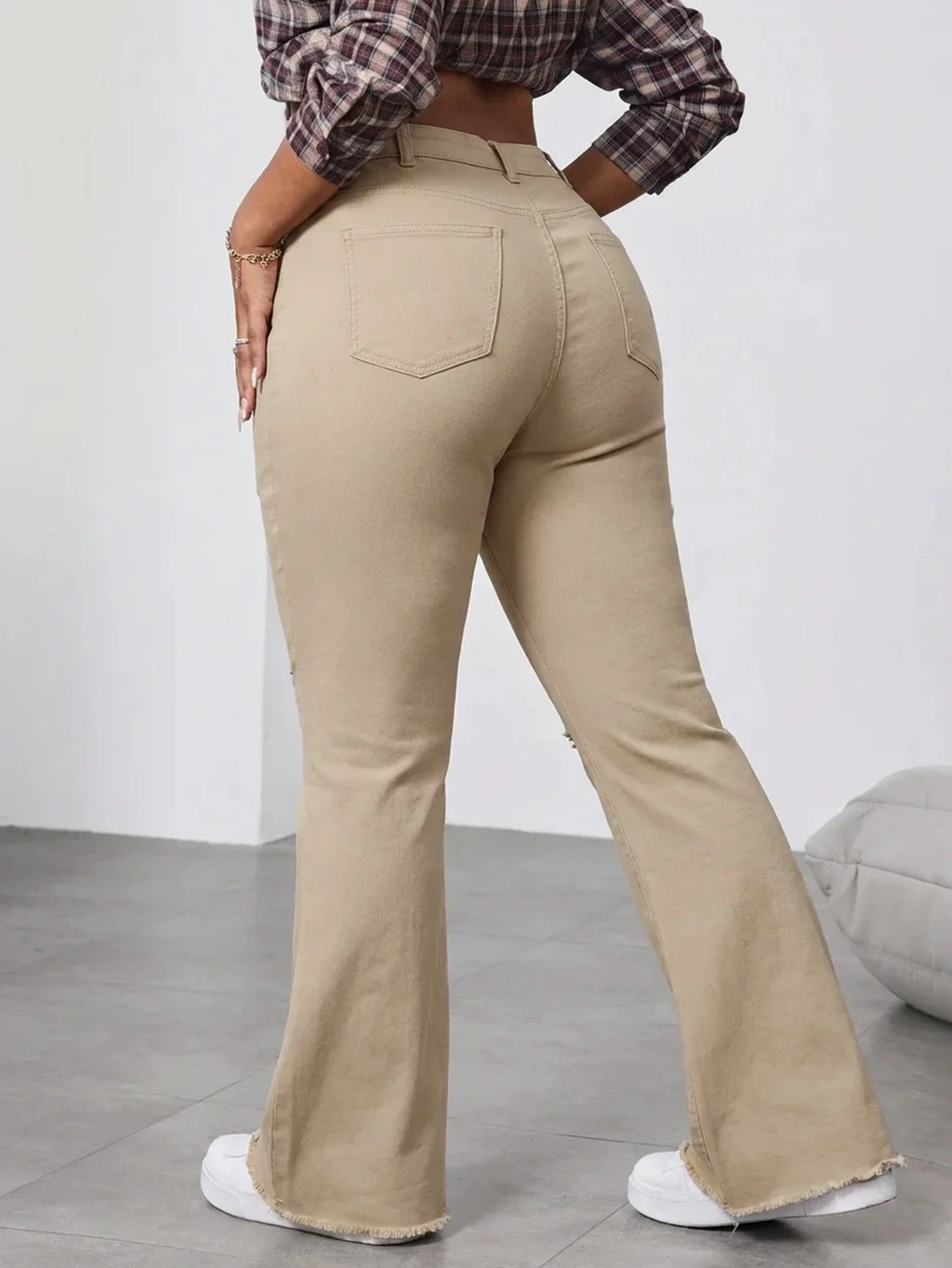 THE "RIPPED & UNBOTHERED" KHAKI JEANS