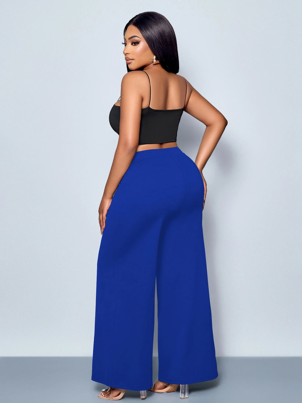 THE "BADDIE BLUES" BELTED WIDE LEG PANTS