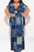 THE "PATCHWORK DENIM" WRAP MAXI DRESS