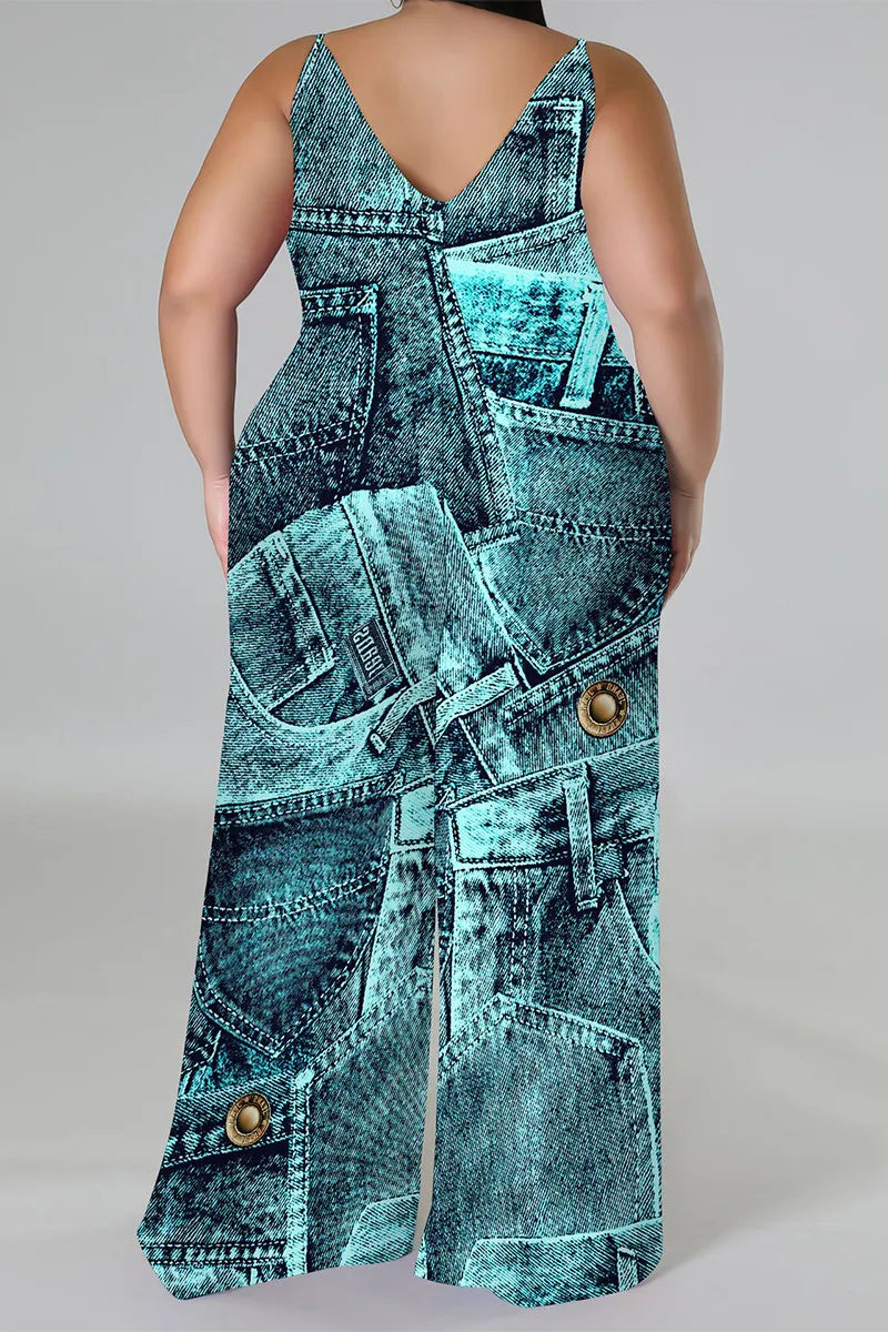THE "RUN THE CITY" WIDE LEG DENIM ILLUSION JUMPSUIT