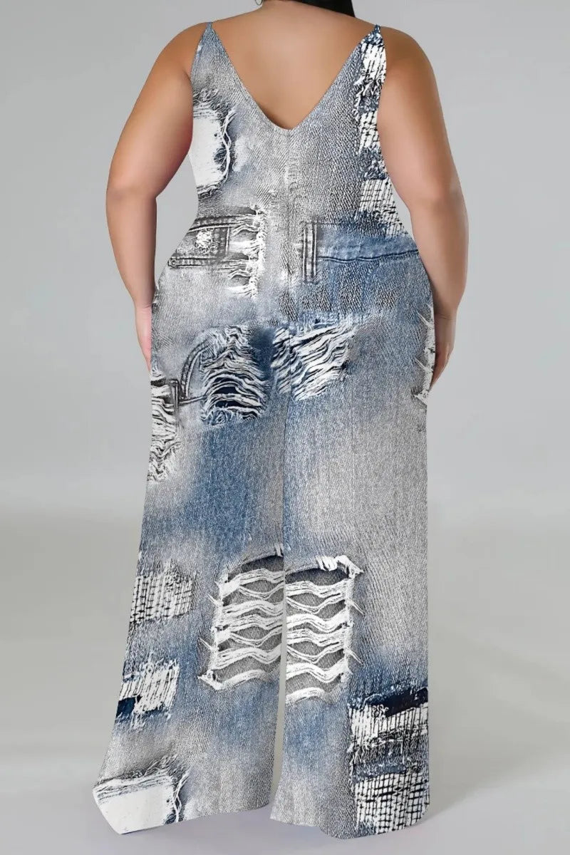 THE "DISTRESSED DIVA" PALAZZO JUMPSUIT (with matching headscarf)