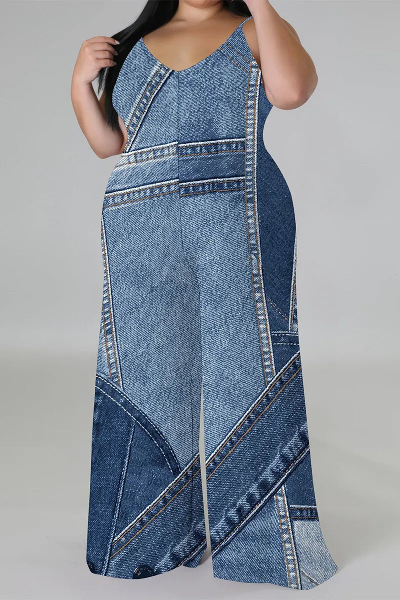 THE "OUTSIDE THE LINES" WIDE LEG DENIM ILLUSION JUMPSUIT