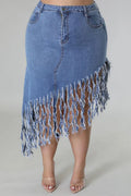 THE "FRINGE WITH BENEFITS" DENIM SKIRT