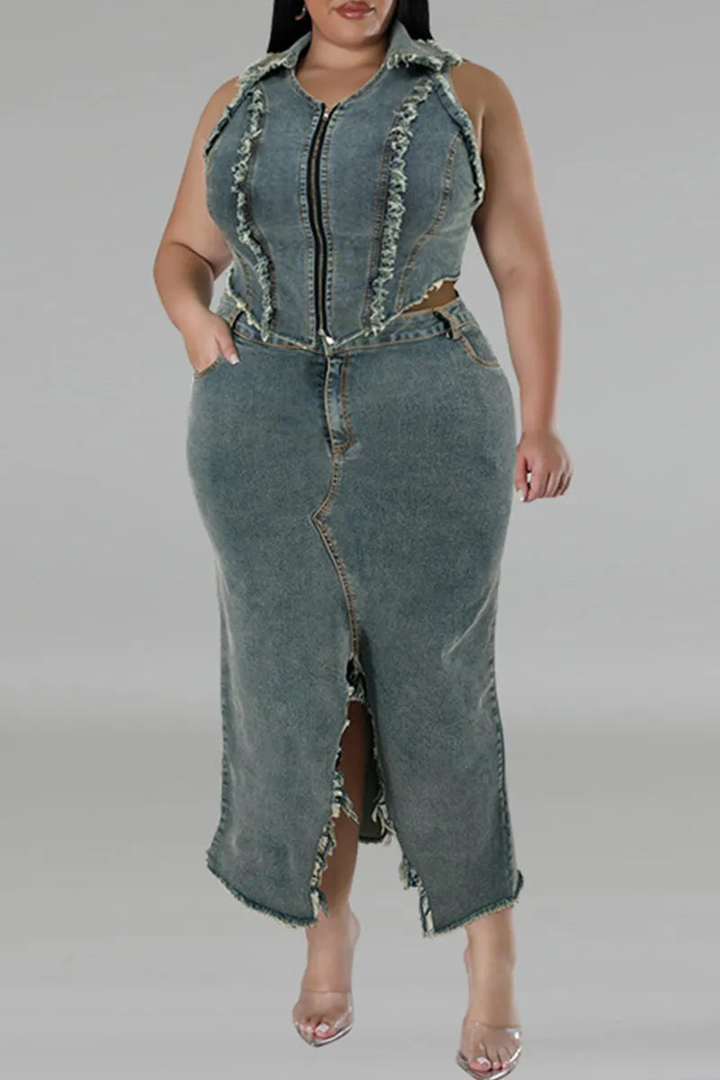 THE "DENIM GOT ME TWISTED" SKIRT SET