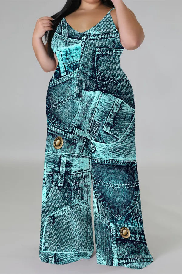 THE "RUN THE CITY" WIDE LEG DENIM ILLUSION JUMPSUIT