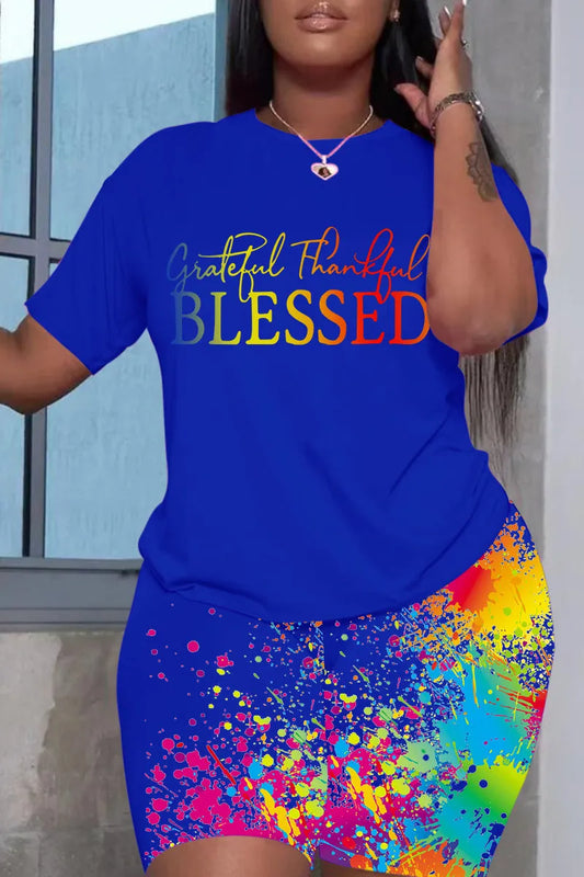 THE "GRATEFUL, THANKFUL, BLESSED" SHORTS SET