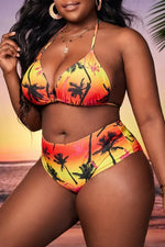 THE "PALM TREES & SUNSET" BIKINI SWIMSUIT WITH COVER UP