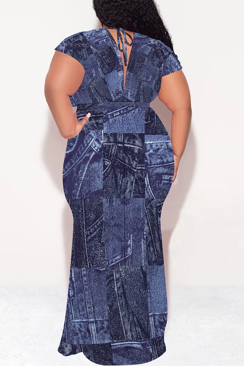 THE "PATCHWORK DENIM" WRAP MAXI DRESS