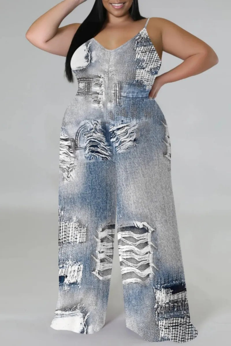 THE "DISTRESSED DIVA" PALAZZO JUMPSUIT (with matching headscarf)