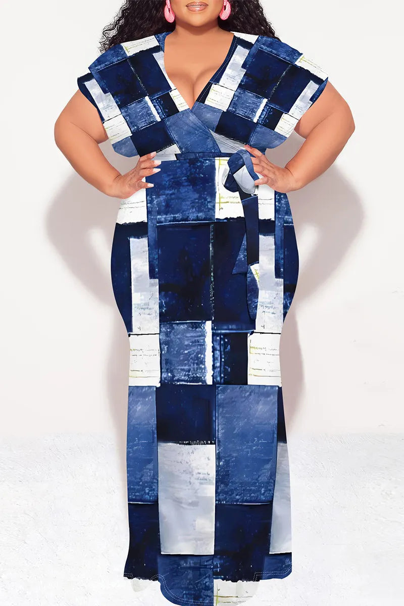 THE "PATCHWORK DENIM" WRAP MAXI DRESS