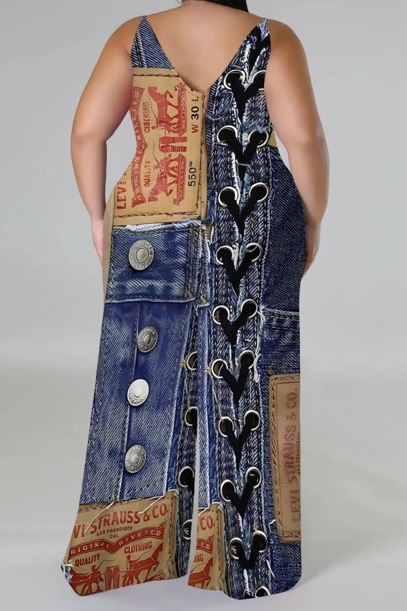THE "RODEO RICH" PALAZZO JUMPSUIT (with matching headscarf)