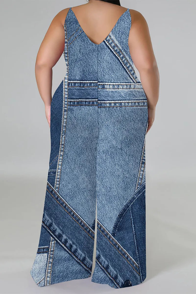 THE "OUTSIDE THE LINES" WIDE LEG DENIM ILLUSION JUMPSUIT