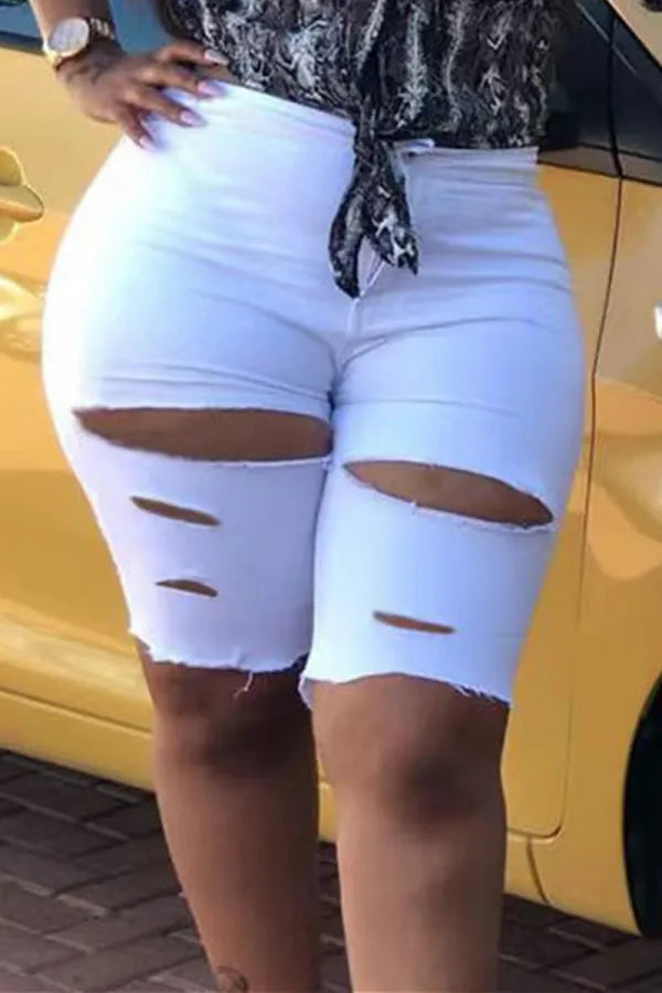 THE "OUTSIDE BEHAVIOR" JEAN BIKER SHORTS