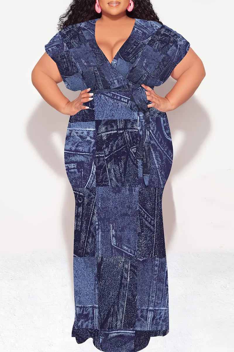 THE "PATCHWORK DENIM" WRAP MAXI DRESS